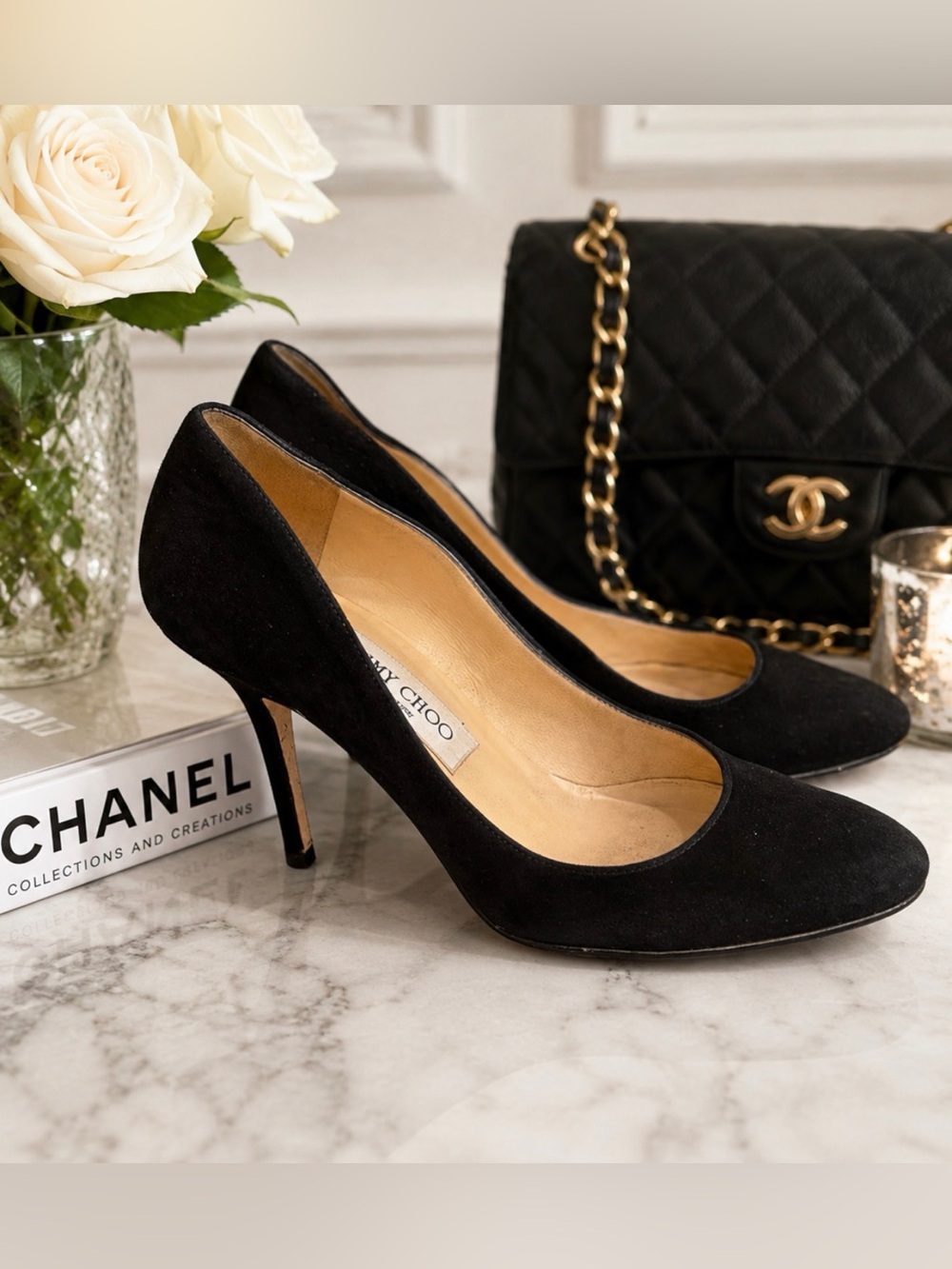 Jimmy Choo Black Suede stiletto Heels 36.5/6.5